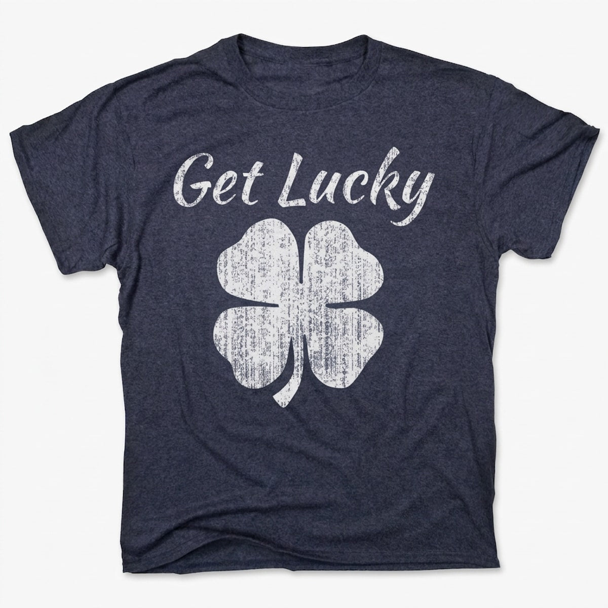 Get Lucky Four Leaf Clover St Patricks Day in Navy Heather