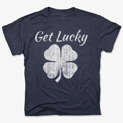 Get Lucky Four Leaf Clover St Patricks Day in Navy Heather