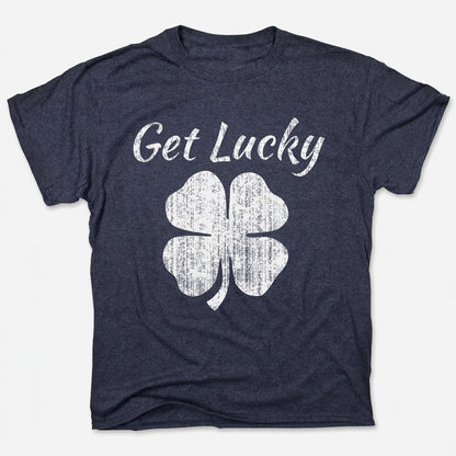 Get Lucky Four Leaf Clover St Patricks Day in Navy Heather