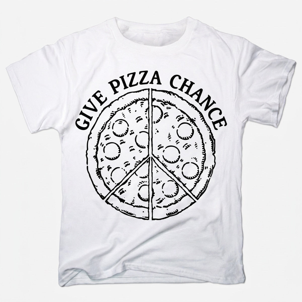 Give Pizza Chance Peace Sign Pizza in White