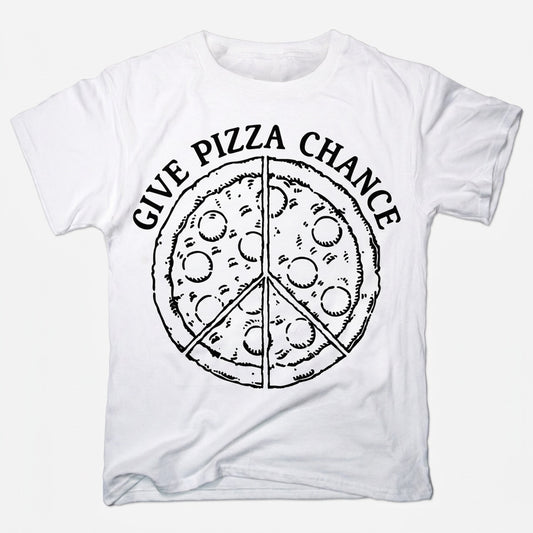 Give Pizza Chance Peace Sign Pizza in White