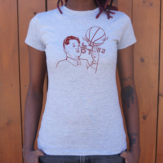 GlobeRotter Kim Jong Un Spinning a Basketball graphic Women's T-Shirt in Gray Granite