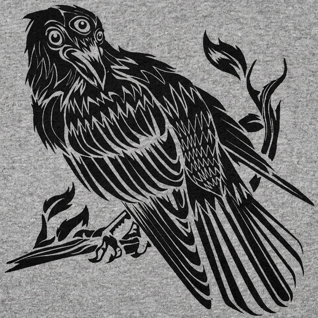 Three-Eyed Bird Mystical Raven Illustration detail