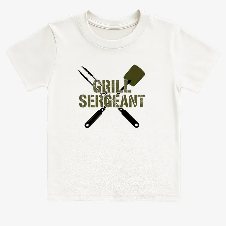 Grill Sergeant Master of the BBQ-Kids T-Shirt-White