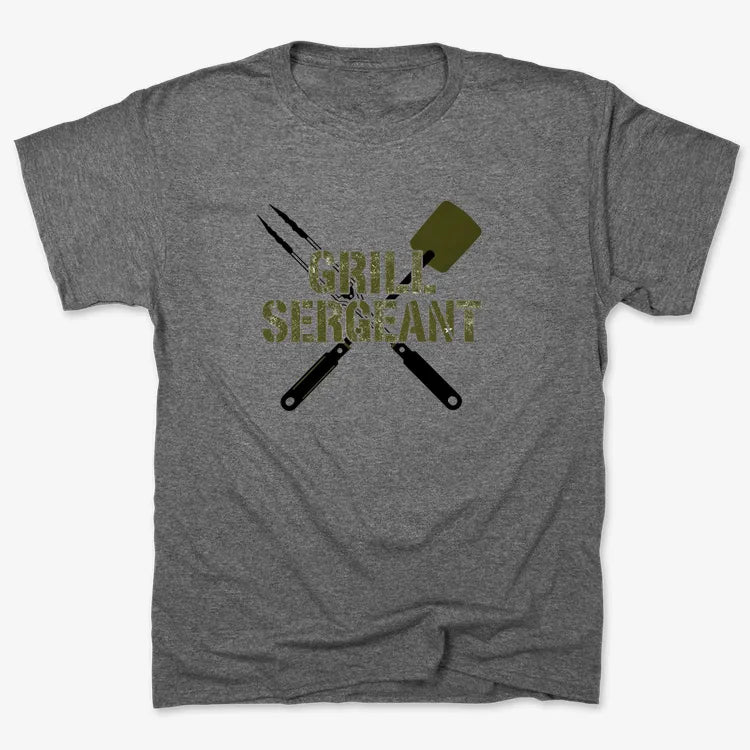 Grill Sergeant Master of the BBQ-Men's T-Shirt-Charcoal Heather