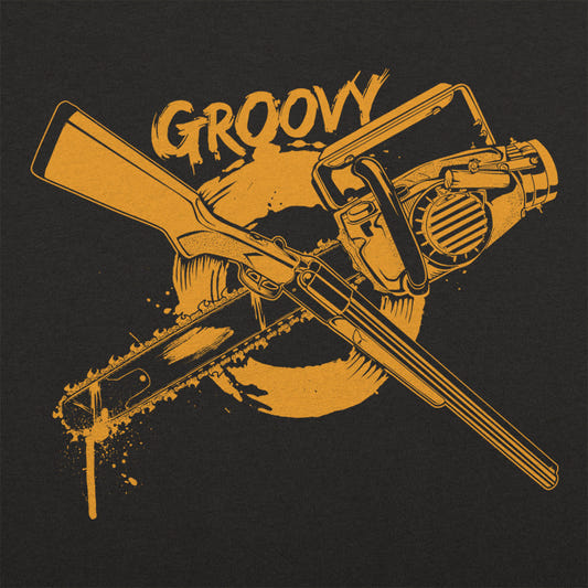 Groovy Chainsaw Hand and Shotgun graphic tee design
