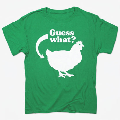 Guess What Chicken Butt Joke in Kelly Green Heather