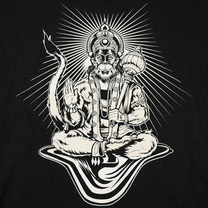 Hanuman Monkey God Sitting with Mace and Blessing Hand detail
