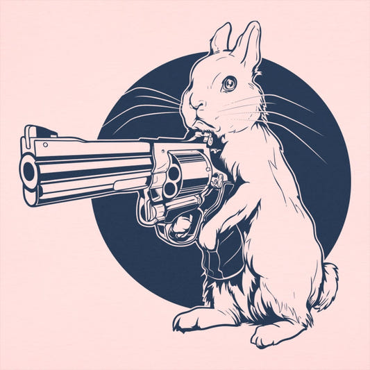 Hare Trigger - Rabbit Holding Revolver graphic Women's T-Shirt in Soft Pink