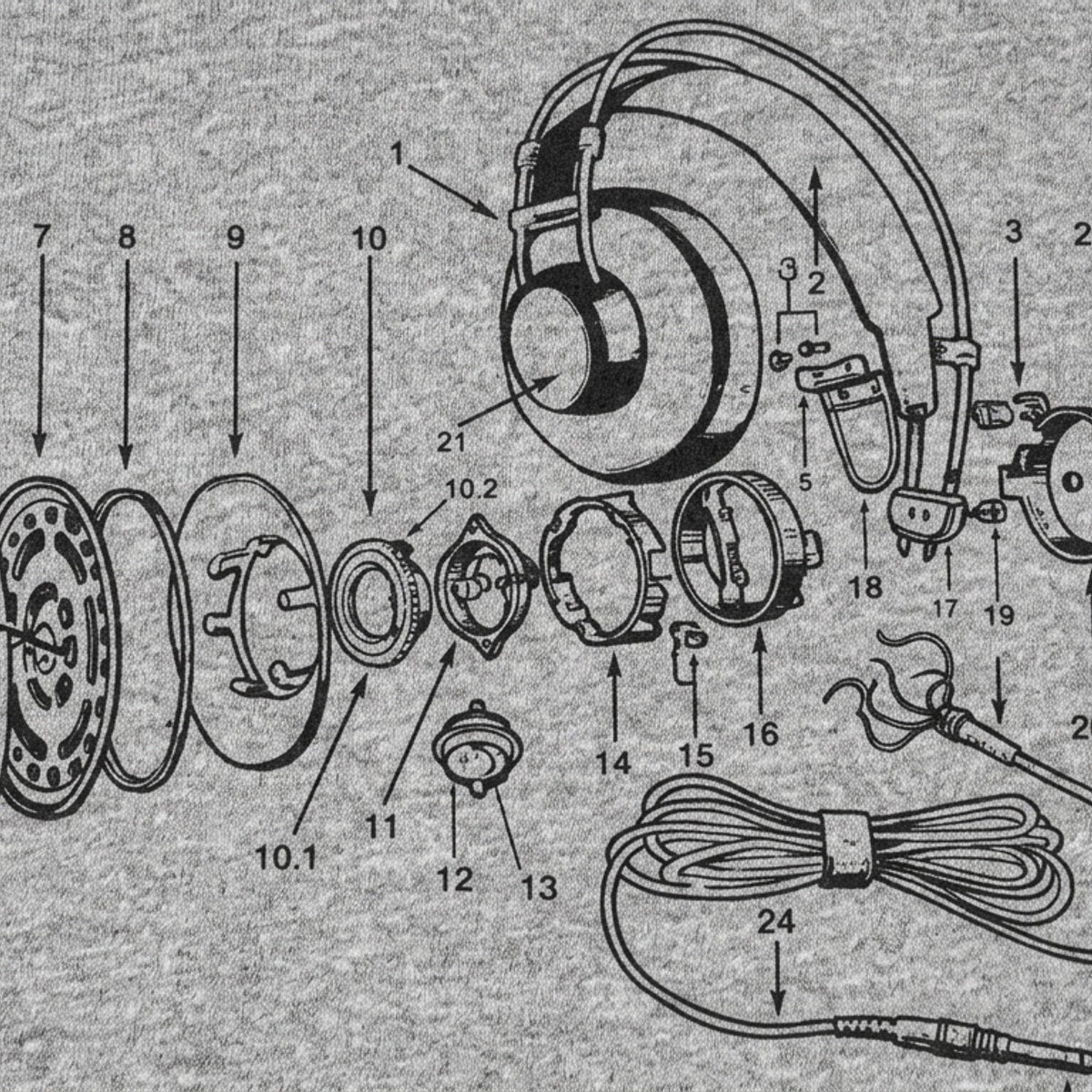 Headphone Anatomy Exploded Parts Diagram detail