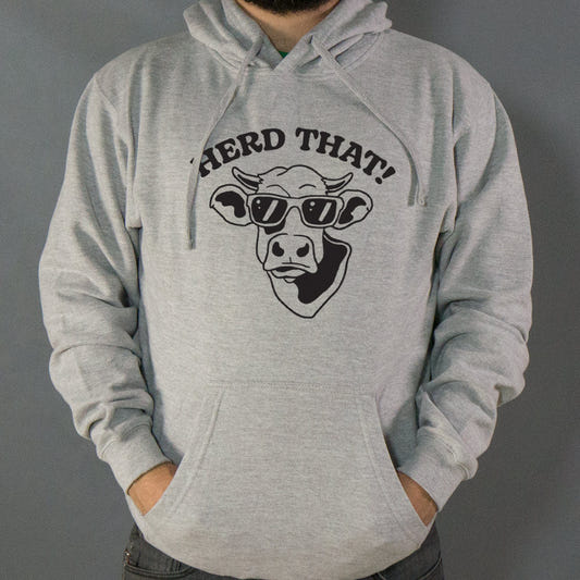 Herd That Cool Cow Wearing Sunglasses graphic Hoodie in Gray Heather