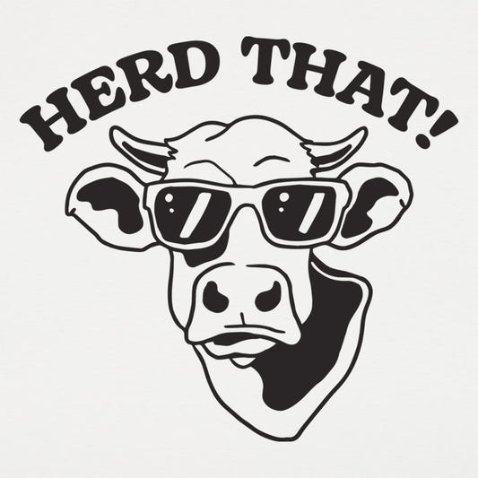 Herd That Cool Cow Wearing Sunglasses graphic Unisex Heavyweight T-Shirt in White