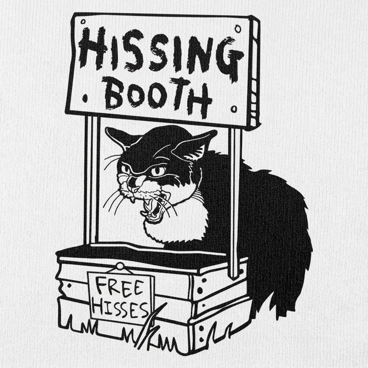 Hissing Booth with Angry Cat and Free Hisses Sign detail