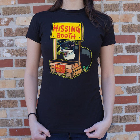 Hissing Booth Angry Cat Full Color graphic Women's T-Shirt in Midnight