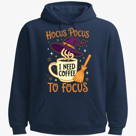 Hocus Pocus I Need Coffee to Focus-Hoodie-Navy Blue