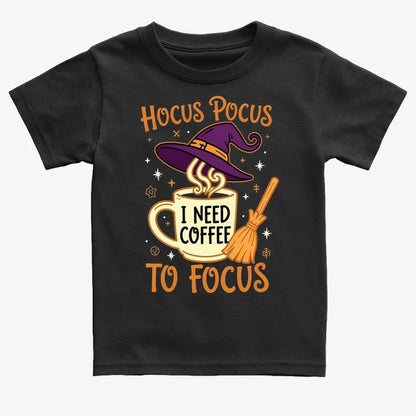 Hocus Pocus I Need Coffee to Focus-Kids T-Shirt-Black