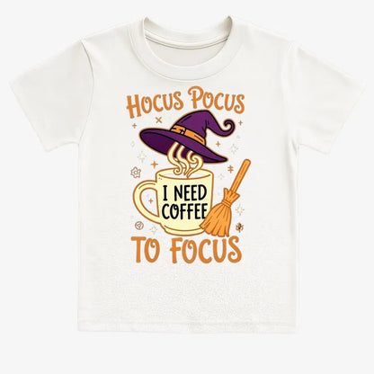 Hocus Pocus I Need Coffee to Focus-Kids T-Shirt-White