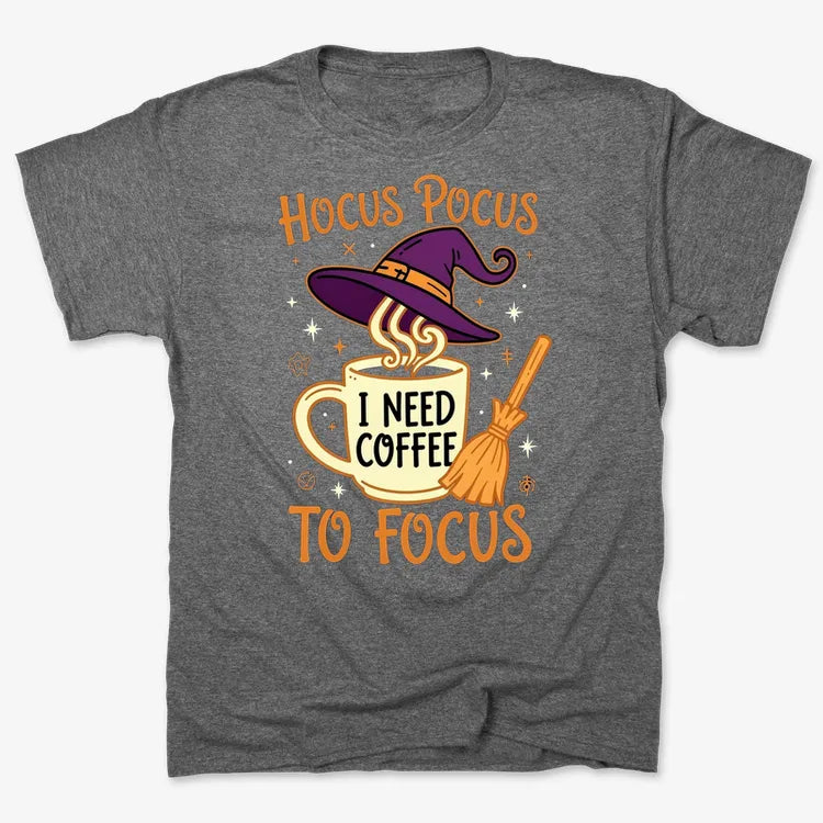 Hocus Pocus I Need Coffee to Focus-Men's T-Shirt-Charcoal Heather