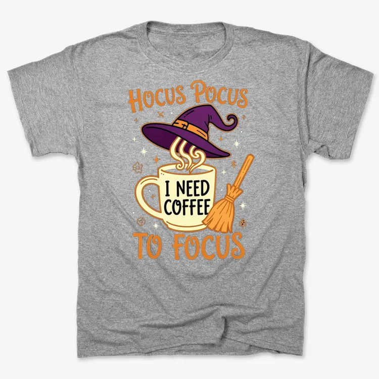 Hocus Pocus I Need Coffee to Focus-Men's T-Shirt-Gray Heather