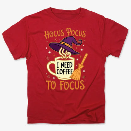 Hocus Pocus I Need Coffee to Focus-Men's T-Shirt-Red