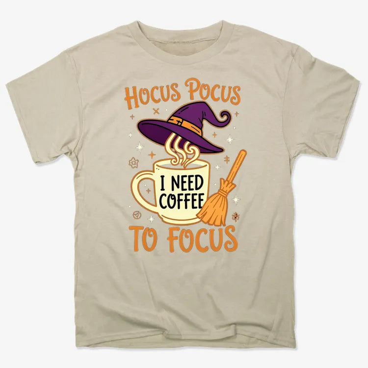 Hocus Pocus I Need Coffee to Focus-Men's T-Shirt-Sand