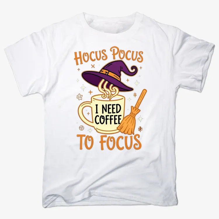 Hocus Pocus I Need Coffee to Focus-Men's T-Shirt-White