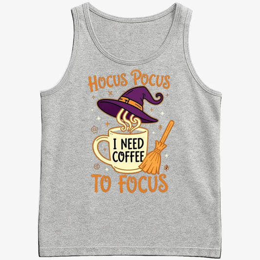 Hocus Pocus I Need Coffee to Focus-Men's Tank Top-Gray Heather