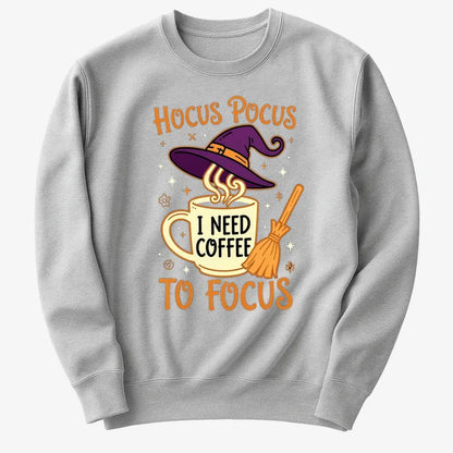 Hocus Pocus I Need Coffee to Focus-Sweater-Gray Heather