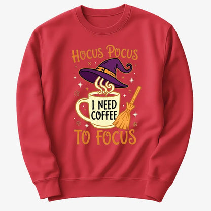 Hocus Pocus I Need Coffee to Focus-Sweater-Red