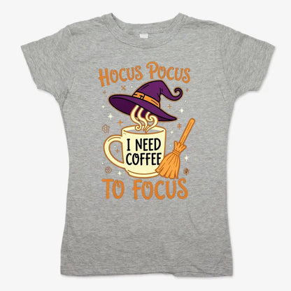 Hocus Pocus I Need Coffee to Focus-Women's T-Shirt-Gray Granite
