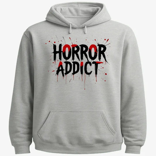 Horror Addict Blood Drip Graphic-Hoodie-Gray Heather