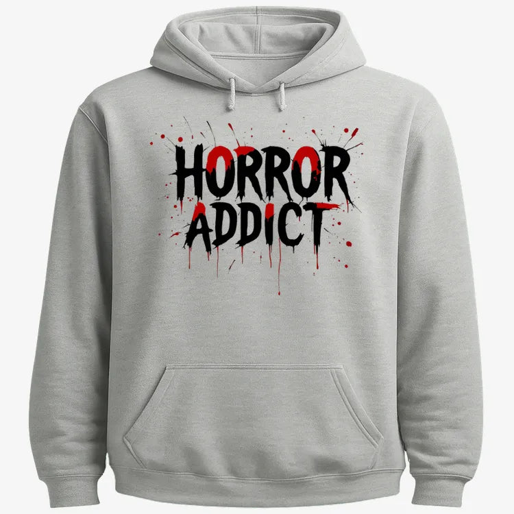 Horror Addict Blood Drip Graphic-Hoodie-Gray Heather