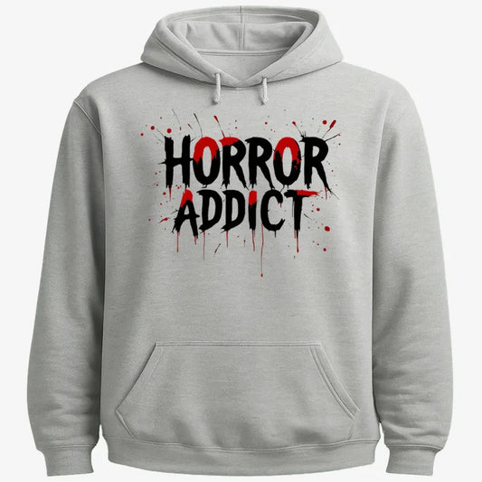 Horror Addict Blood Drip Graphic-Hoodie-Gray Heather