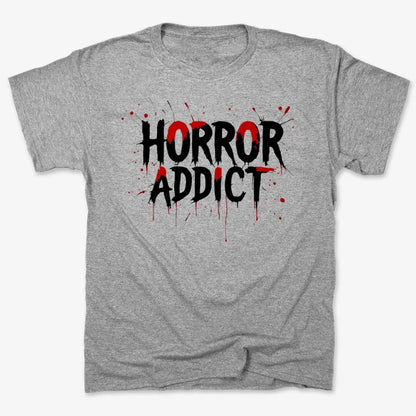 Horror Addict Blood Drip Graphic-Men's T-Shirt-Gray Heather