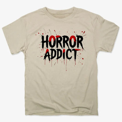 Horror Addict Blood Drip Graphic-Men's T-Shirt-Sand