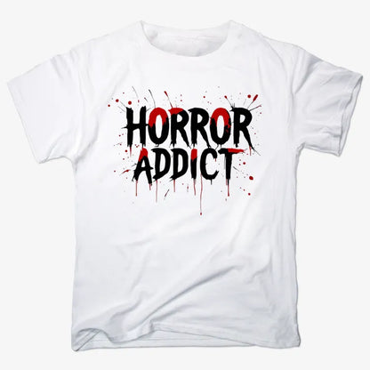Horror Addict Blood Drip Graphic-Men's T-Shirt-White