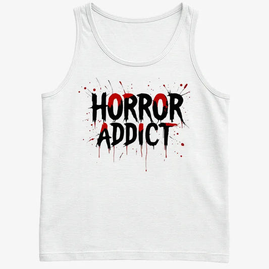 Horror Addict Blood Drip Graphic-Men's Tank Top-White