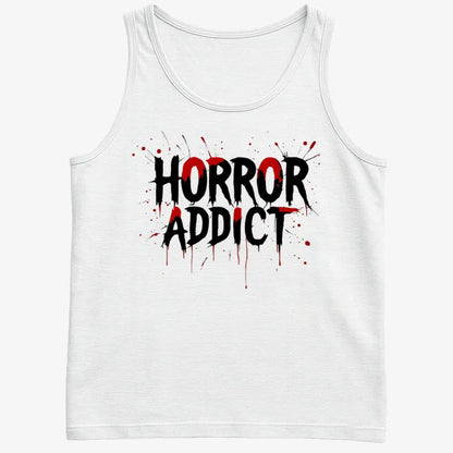 Horror Addict Blood Drip Graphic-Men's Tank Top-White