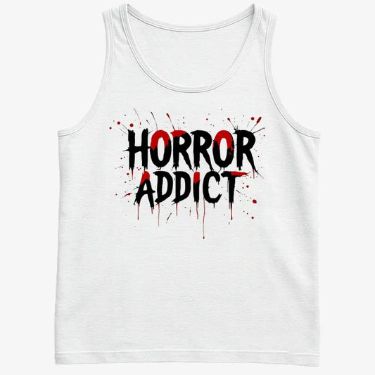 Horror Addict Blood Drip Graphic-Men's Tank Top-White