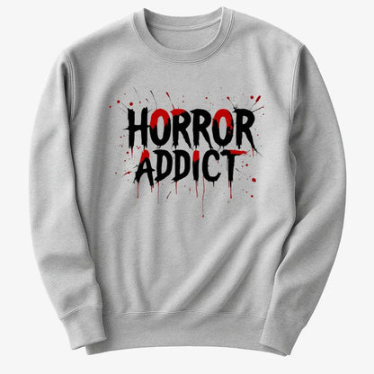 Horror Addict Blood Drip Graphic-Sweater-Gray Heather