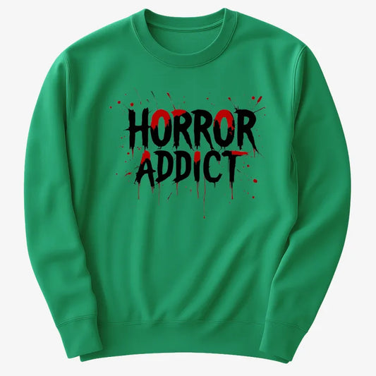 Horror Addict Blood Drip Graphic-Sweater-Green