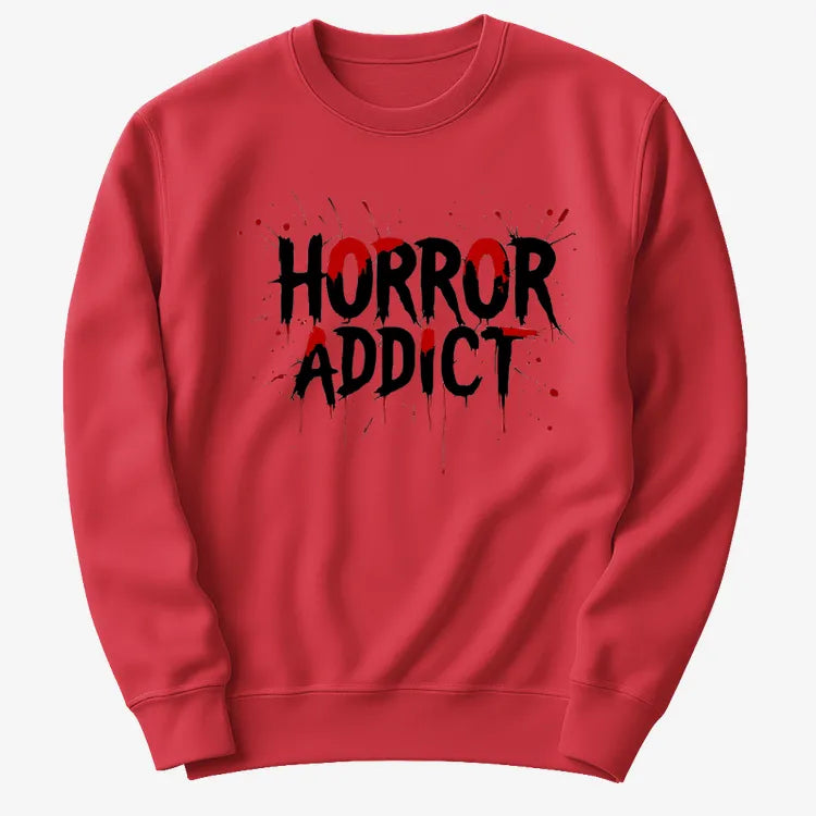 Horror Addict Blood Drip Graphic-Sweater-Red