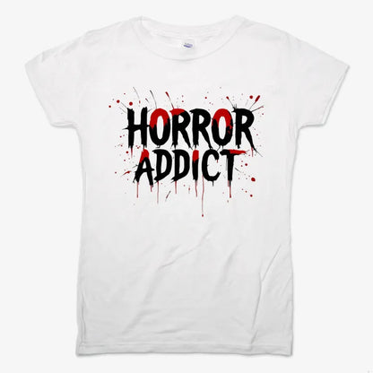 Horror Addict Blood Drip Graphic-Women's T-Shirt-Snow