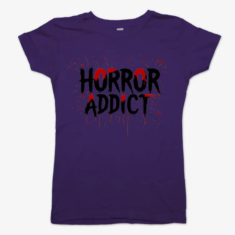 Horror Addict Blood Drip Graphic-Women's T-Shirt-Violet
