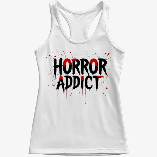 Horror Addict Blood Drip Graphic-Women's Tank Top-Snow