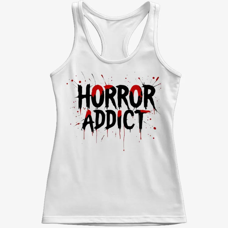 Horror Addict Blood Drip Graphic-Women's Tank Top-Snow