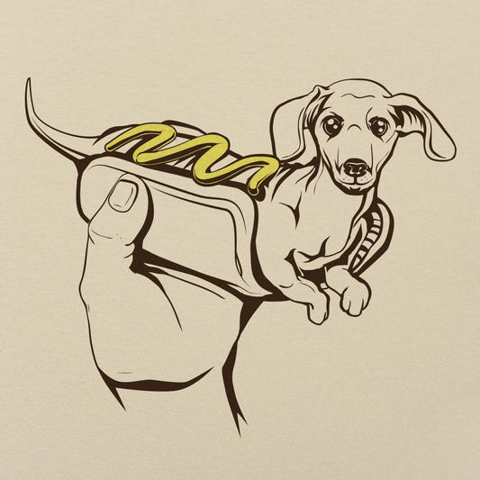 Hot Dog Dog Dachshund in a Bun graphic tee design