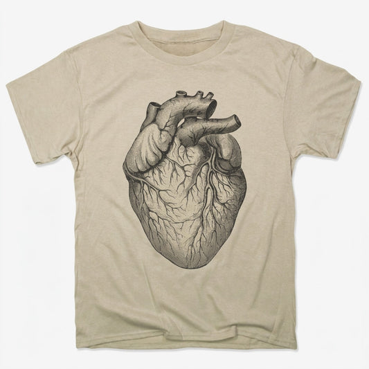 Human Heart Anatomical Illustration in Sand