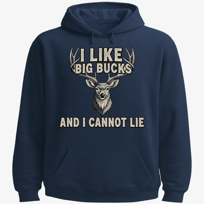 I Like Big Bucks and I Cannot Lie-Hoodie-Navy Blue