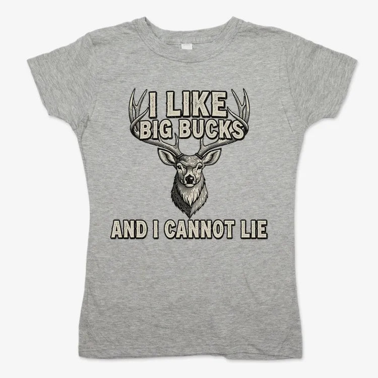 I Like Big Bucks and I Cannot Lie-Women's T-Shirt-Gray Granite